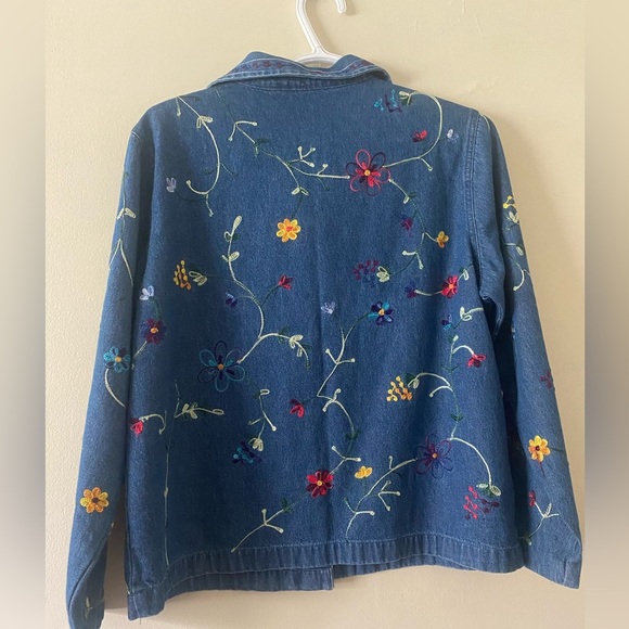 Parisian Works Blue Floral Embroidered Jean Jacket - Picture 12 of 13